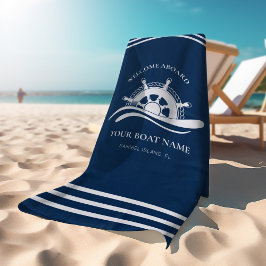 Toalha De Praia Náutica Navio Nome do Barco Roda Bem-vindo ao Mari