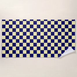 Toalha De Praia Navy Blue and Yellow Checkerboard Pattern