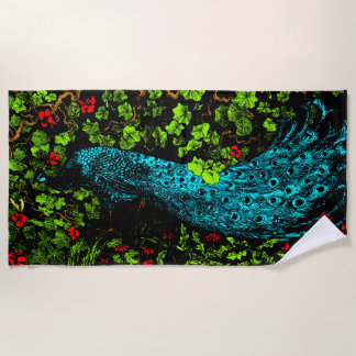 Toalha De Praia Neerlandês Art Nouveau Peacock e Butterfly