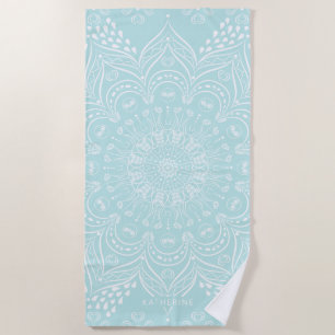 Toalha De Praia Neo Mint Mandala Elegant Boho Pattern Modelo