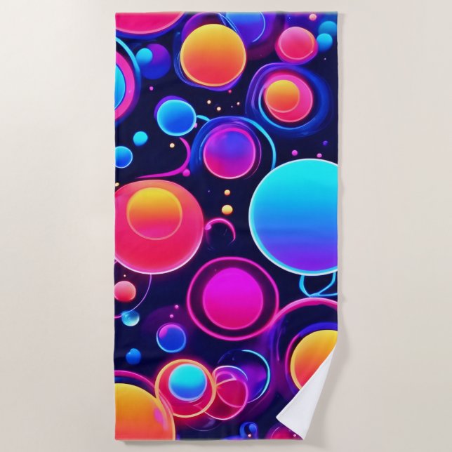 Toalha De Praia Neon Bubble Pattern (Frente)