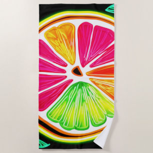 Toalha De Praia Neon Citrus Fruta Fiesta