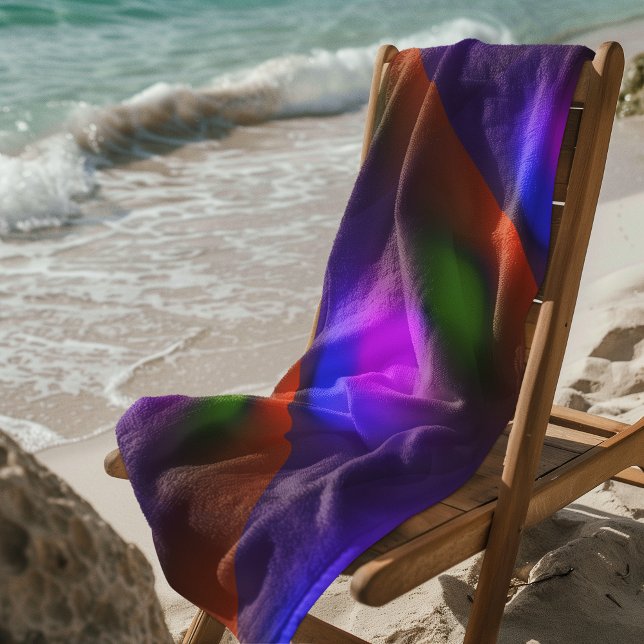 Toalha De Praia Neon de Azul, Roxo, Verde e Laranja (Mosaic Solid Red Textured Pattern Beach Towel)