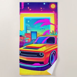 Toalha De Praia Neon Dream Car Escape
