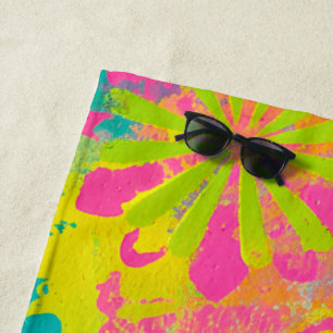 Toalha De Praia Neon Dreams Abstrato
