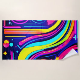 Toalha De Praia Neon Dreams: Uma odisseia digital psíquica