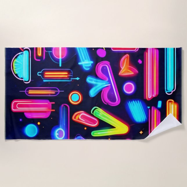 Toalha De Praia Neon Dreamscape Symphony (Frente)