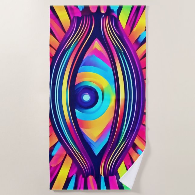 Toalha De Praia Neon Eye do Cosmos (Frente)