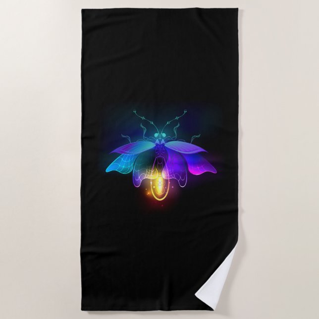 Toalha De Praia Neon Firefly a preto (Frente)
