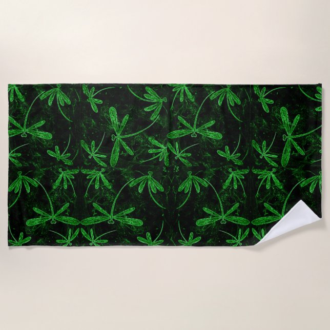 Toalha De Praia Neon Green Dragonfly Beach Towel (Frente)