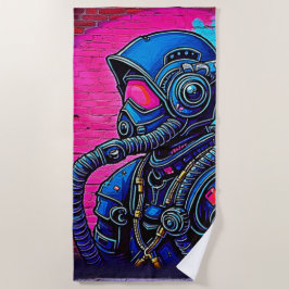 Toalha De Praia Neon Mask Wall Grafite Figura Art