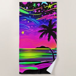 Toalha De Praia Neon Night Beachscape