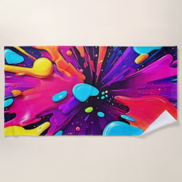 Toalha De Praia Neon Paint Burst Art