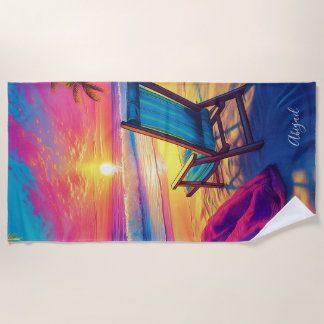 Toalha De Praia Neon personalizou Sunrise Beach Towel