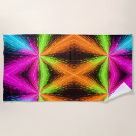 Toalha De Praia Neon Radial Burst Explosion