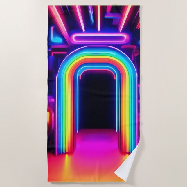 Toalha De Praia Neon Rainbow Gateway (Frente)