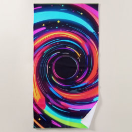 Toalha De Praia Neon Spiral Abstrato Art Colorida