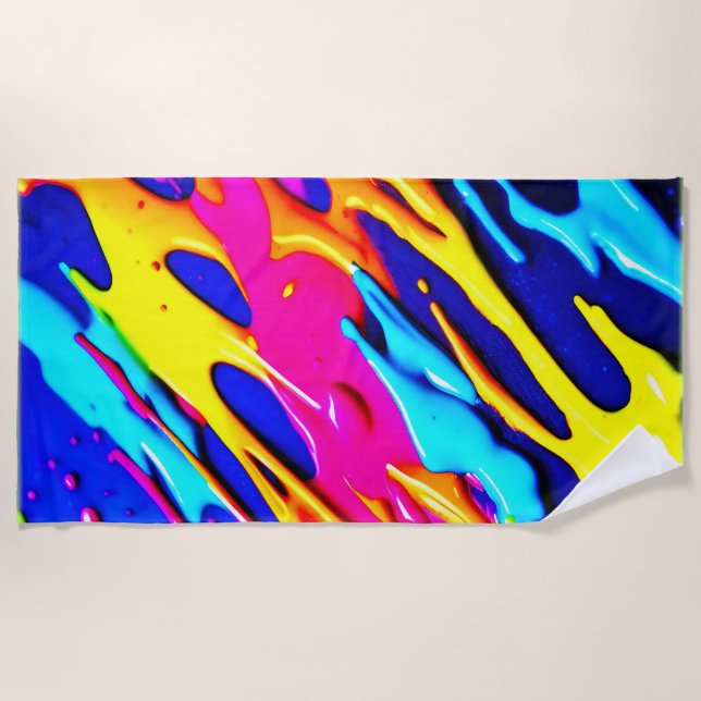 Toalha De Praia Neon Splatter Design (Frente)