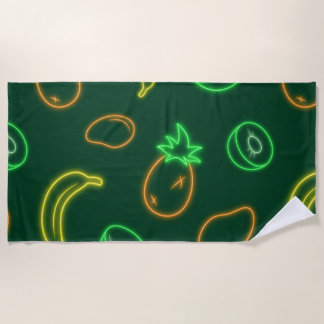 Toalha De Praia Neon Tropical Fruit Pattern Beach Towel