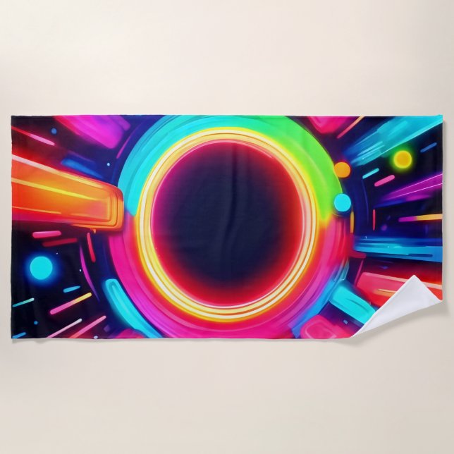 Toalha De Praia Neon Vortex de Arte Leve (Frente)