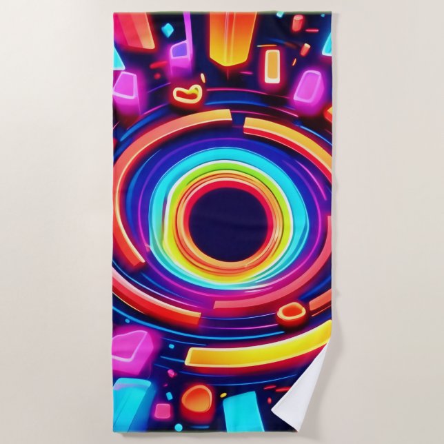 Toalha De Praia Neon Vortex Odyssey (Frente)