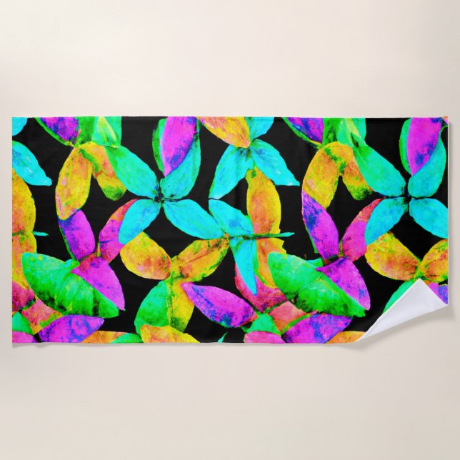 Toalha De Praia Neonscape Leaf Pattern (Frente)