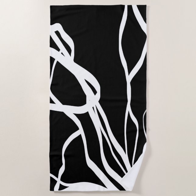 Toalha De Praia Nó do buquê: Abstrato preto e branco (Frente)