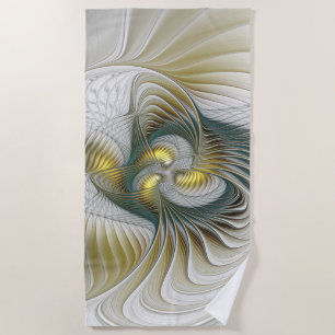 Toalha De Praia Nobre Ouro Teal Abstrato Fantasy Arte Fractal