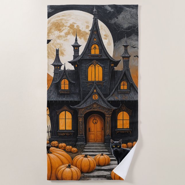 Toalha De Praia Noite de Colheita Assombrada (Frente)