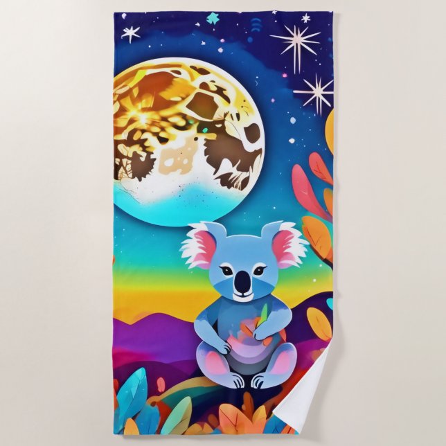 Toalha De Praia Noite de Lua de Koala (Frente)
