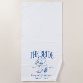 Toalha De Praia Noiva Azul Coquetel Retro Bachelorette