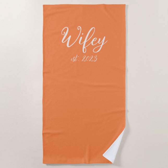 Toalha De Praia Noiva Honeymoon Personalizada Matching Wifey Hubby (Frente)