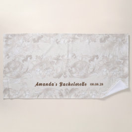 Toalha De Praia Noiva Personalizada Branca Floral Customizada