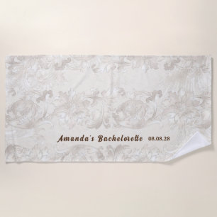 Toalha De Praia Noiva Personalizada Branca Floral Customizada