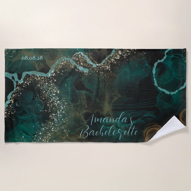 Toalha De Praia Noiva Personalizada com Brilho em Pedra (Frente)