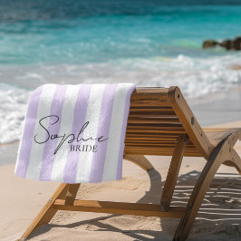 Toalha de Praia Noiva Personalizada | Listras Lilá