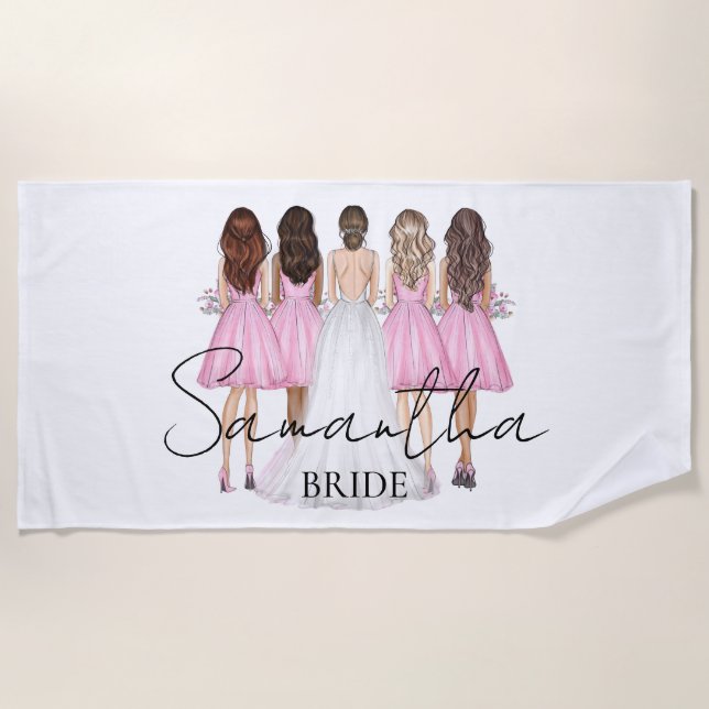 Toalha De Praia Noiva Personalizada Presente Nome Personalizado (Frente)