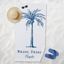 Toalha De Praia Noiva Tribo Azul Personalizado Palma Tropical