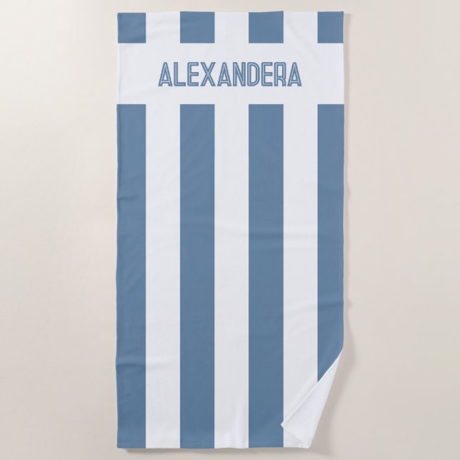 Toalha De Praia Nome Azul Última Torrada Na Costa Despedida de Sol (Frente)