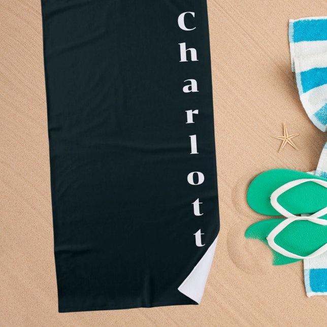 Toalha De Praia Nome branco preto (Criador carregado)