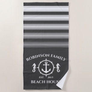 Toalha De Praia Nome da família Beach House Cinza de bordo