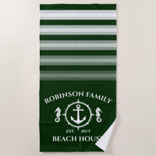 Toalha De Praia Nome da Família Beach House Seacavalo Anchor Fore