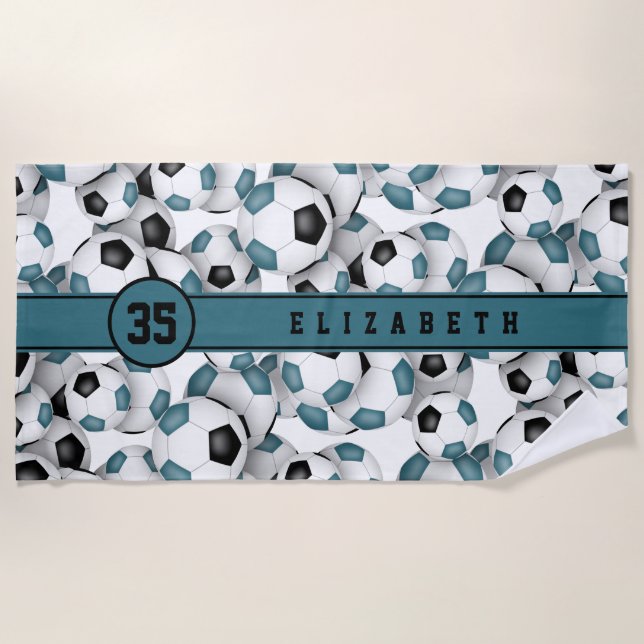 Toalha De Praia Nome das garotas personalizadas do padrão de futeb (Frente)