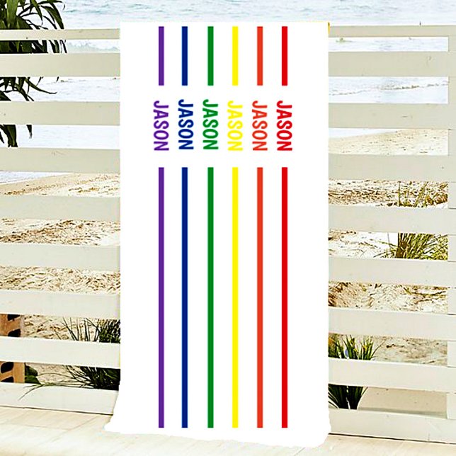 Toalha De Praia Nome de arco-íris personalizado (Criador carregado)