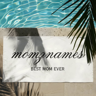 Toalha De Praia Nome de Caligrafia Personalizada Melhor Mãe do Mun