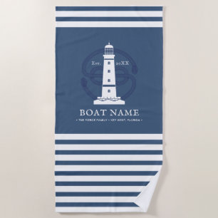 Toalha De Praia Nome do Barco do Farol Náutico Personalizado