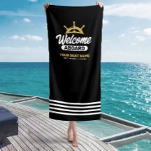 Nome do barco personalizado preto e dourado Bem-vi