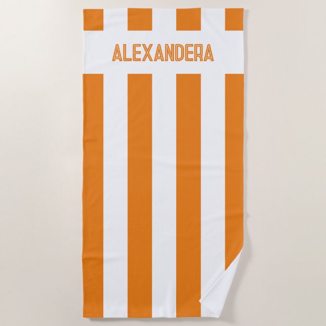 Toalha De Praia Nome Festa de solteira Laranja (Frente)