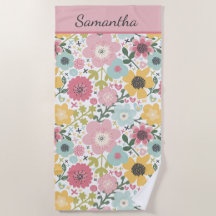 Nome Monograma Rosa Amarelo Azul Floral