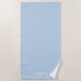 Toalha De Praia Nome Personalizado Azul em Pó Elegante -